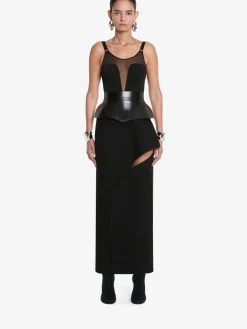 Cheap Alexander McQueen Women's Leather Articulated Corset Belt in Black