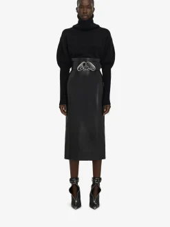 New Alexander McQueen Women's Leather Bustier Skirt in Black
