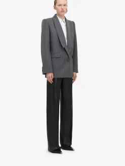 Store Alexander McQueen Women's Leather Trousers in Black