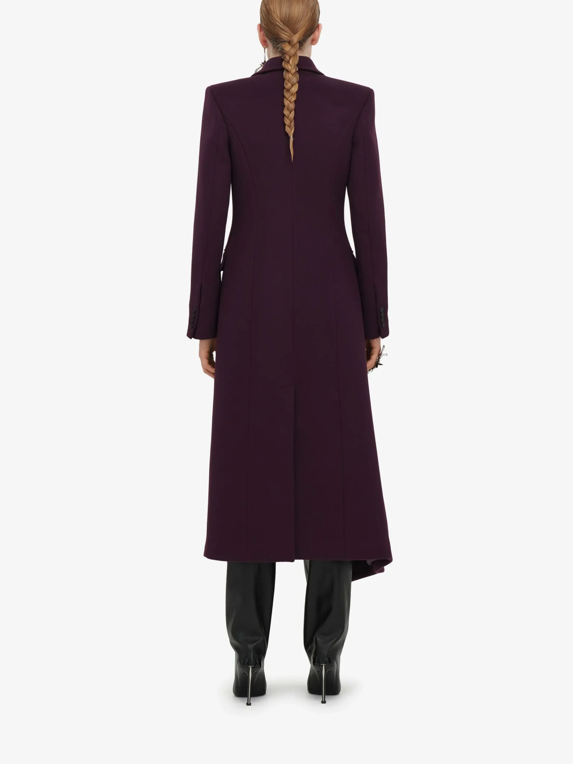 Fashion Alexander McQueen Women's Long Draped Coat in Night Shade
