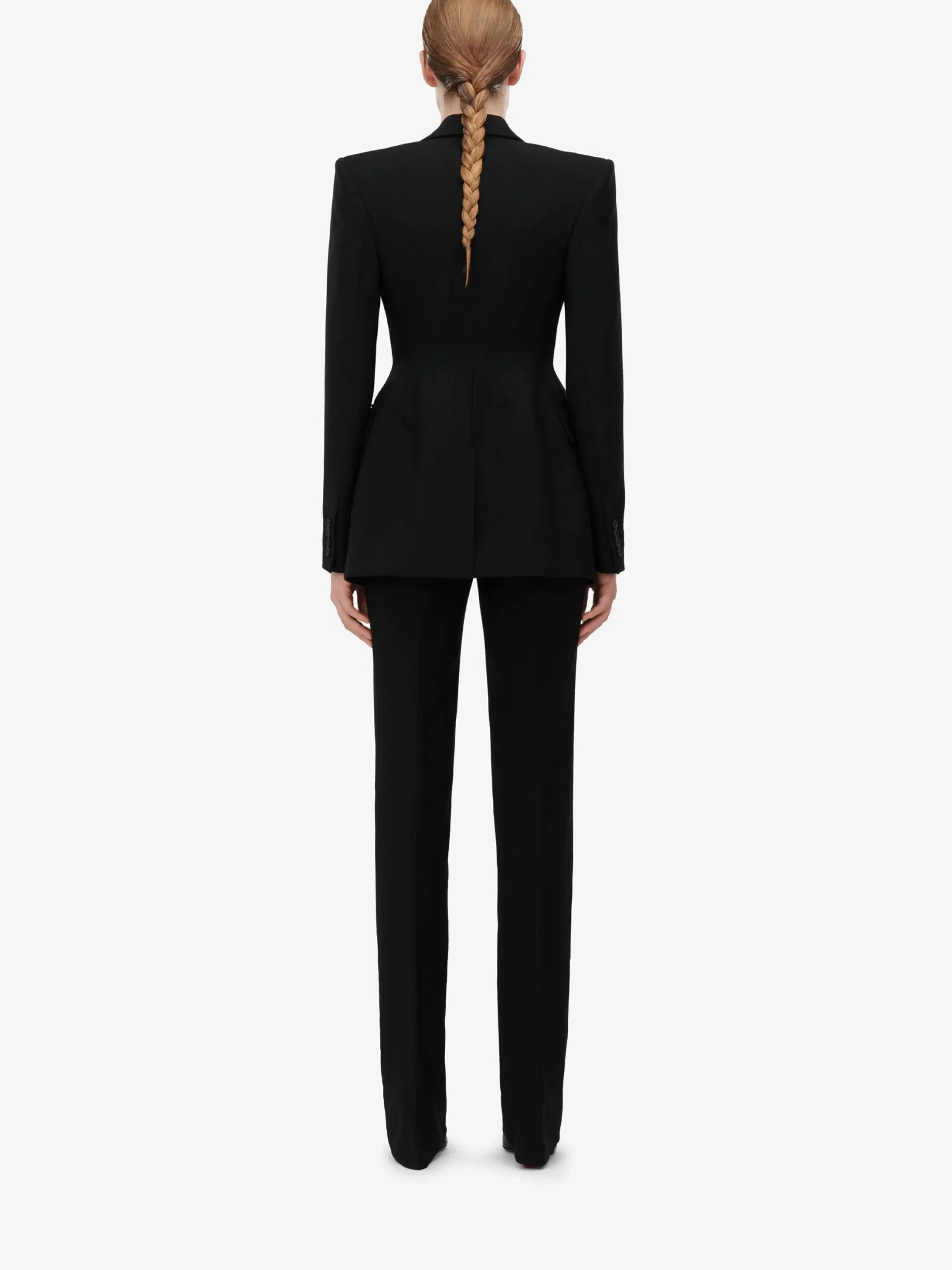 Online Alexander McQueen Women's Low-waisted Straight Leg Trousers in Black