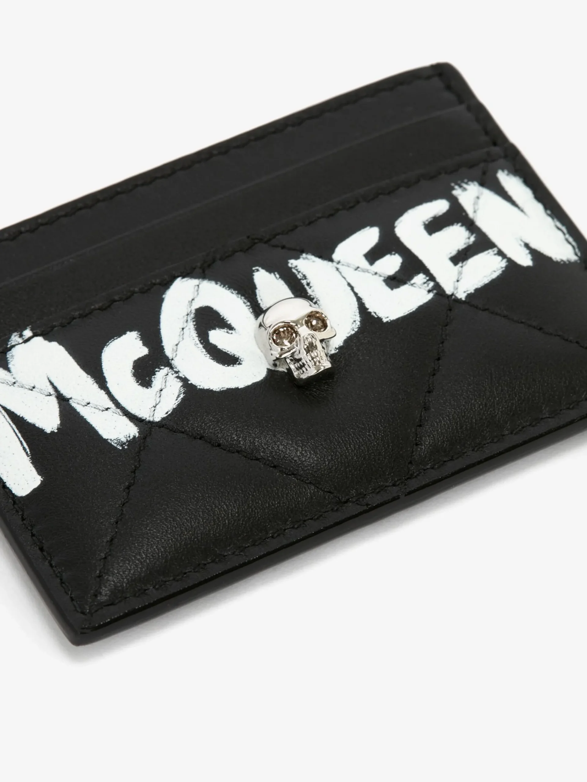 New Alexander McQueen Women's McQueen Graffiti Card Holder in Black/White