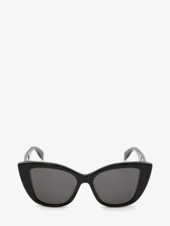 New Alexander McQueen Women's McQueen Graffiti Cat-eye Sunglasses in Black/Grey