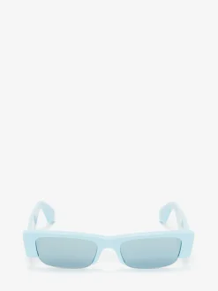 Sale Alexander McQueen Women's McQueen Graffiti Slashed Sunglasses in Light Blue