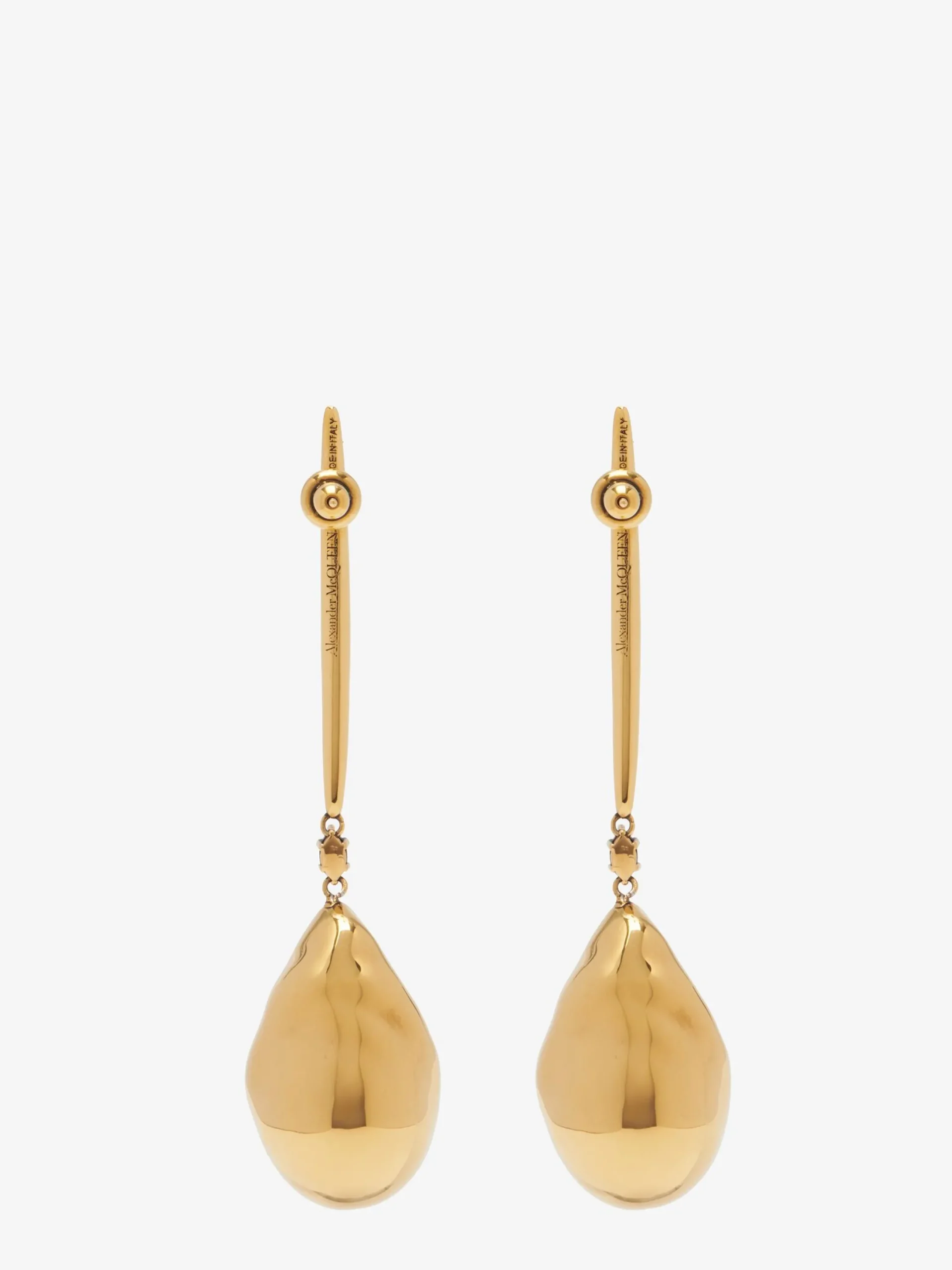 Hot Alexander McQueen Women's Metal Pearl Stick Earrings in Antique Gold