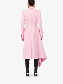 Shop Alexander McQueen Women's Midi Draped Coat in Pale Pink