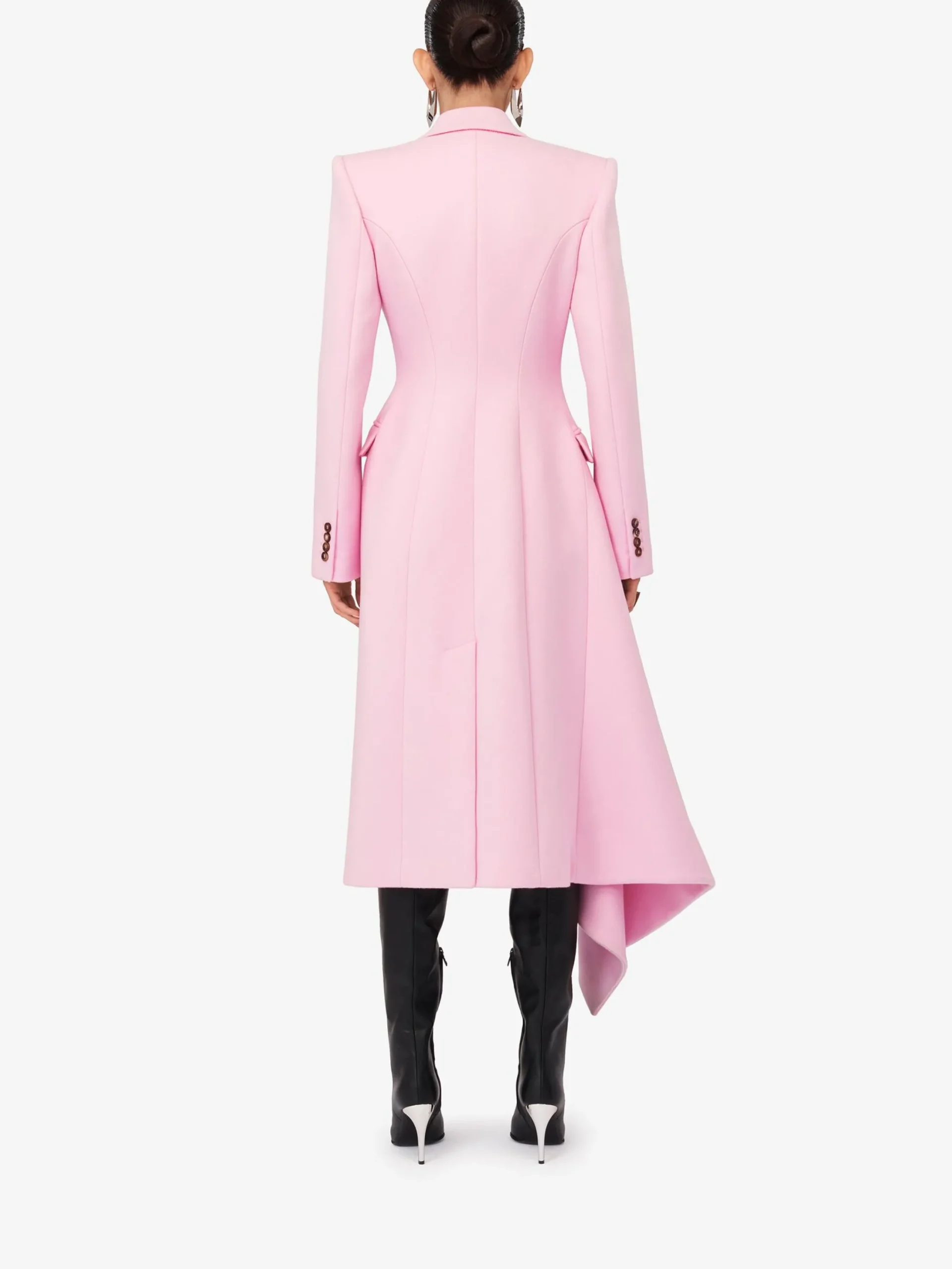 Shop Alexander McQueen Women's Midi Draped Coat in Pale Pink