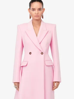 Shop Alexander McQueen Women's Midi Draped Coat in Pale Pink