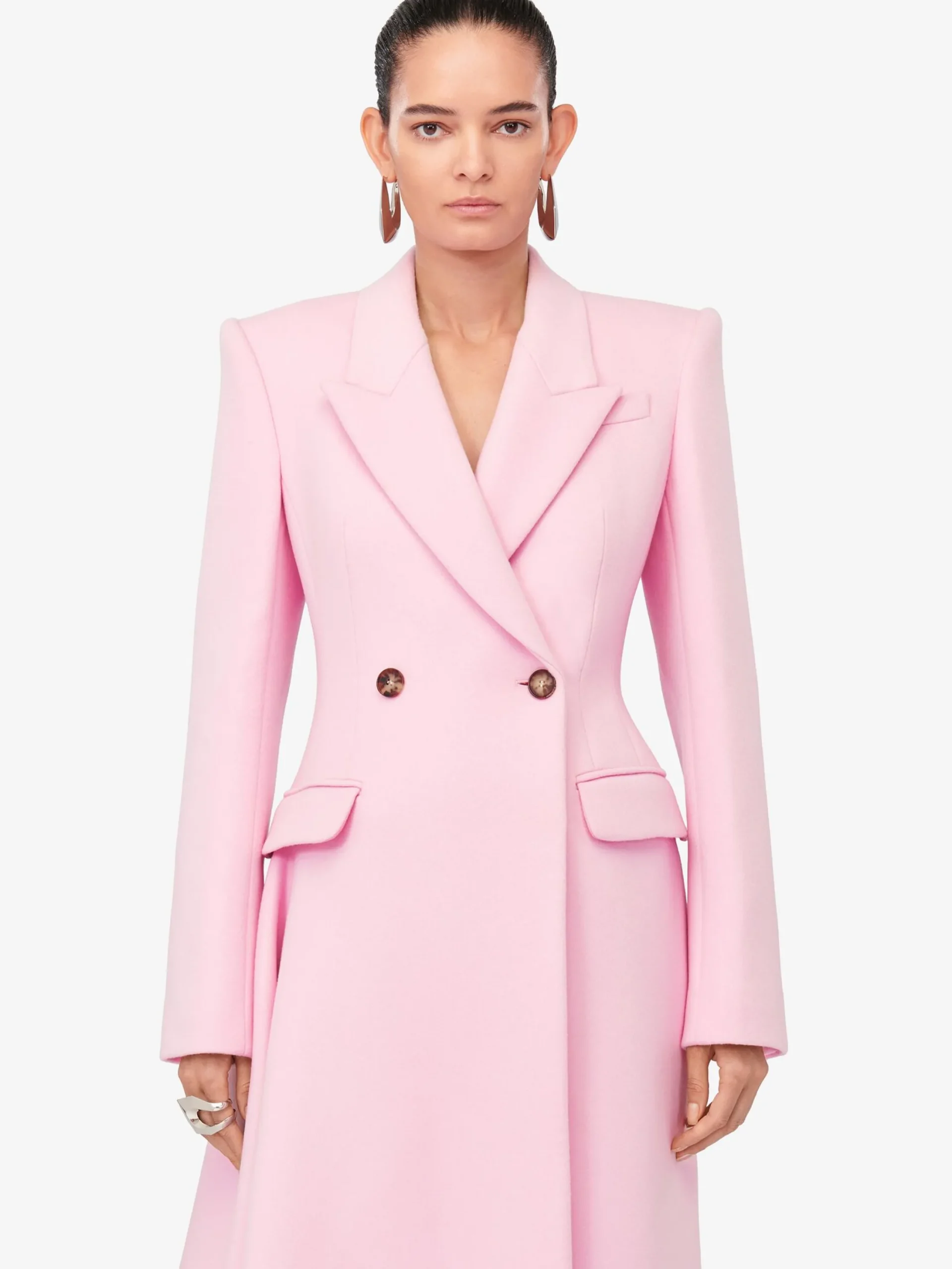 Shop Alexander McQueen Women's Midi Draped Coat in Pale Pink