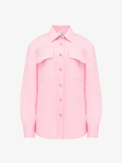 Clearance Alexander McQueen Women's Military Pocket Shirt in Pale Pink