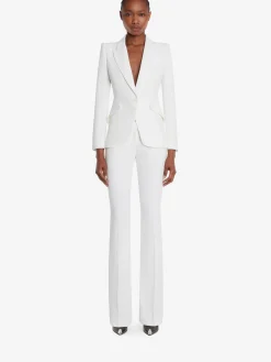 Clearance Alexander McQueen Women's Narrow Bootcut Trousers in LIGHT IVORY