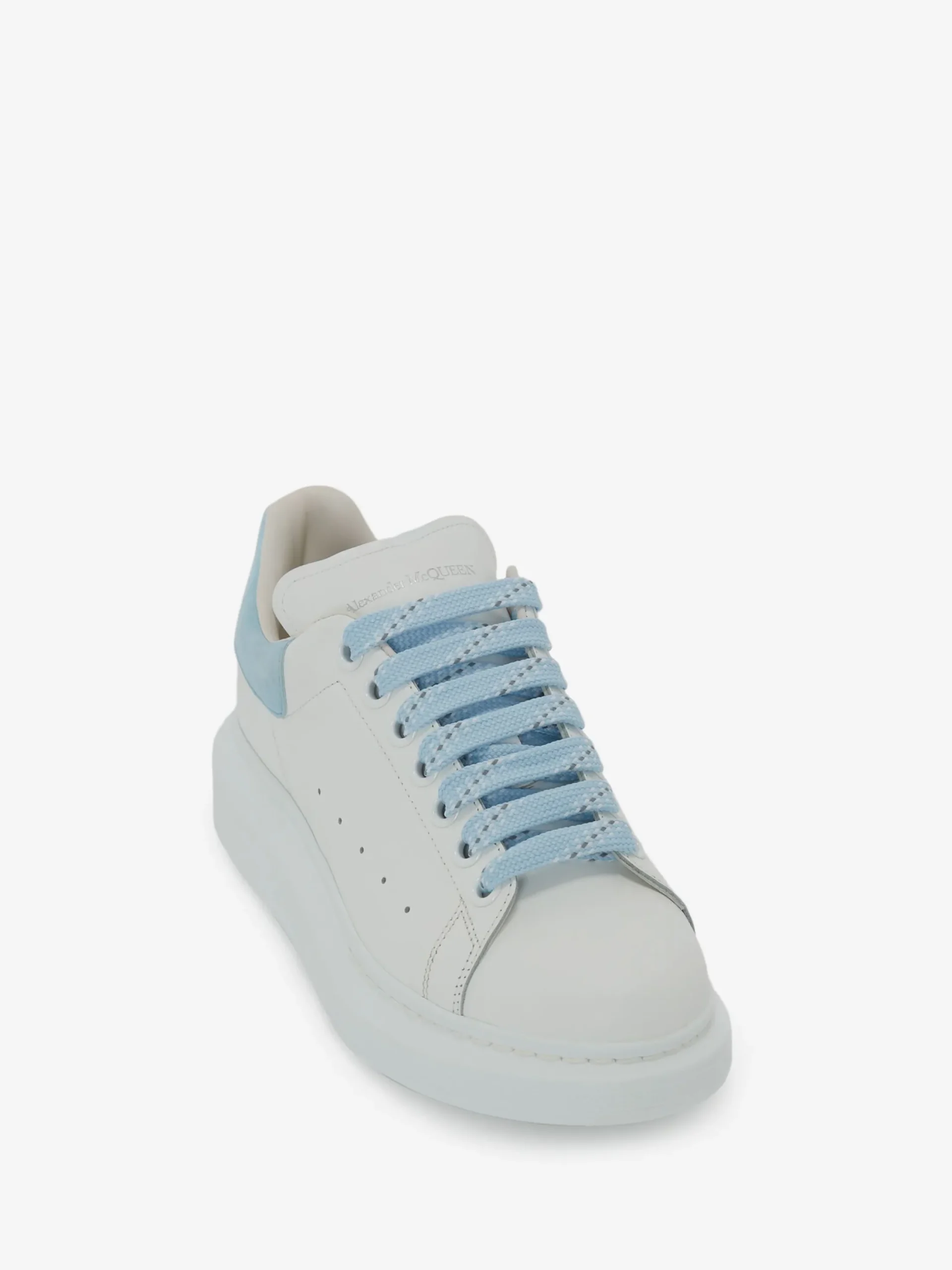 Clearance Alexander McQueen Women's Oversized Sneaker in White/Powder Blue