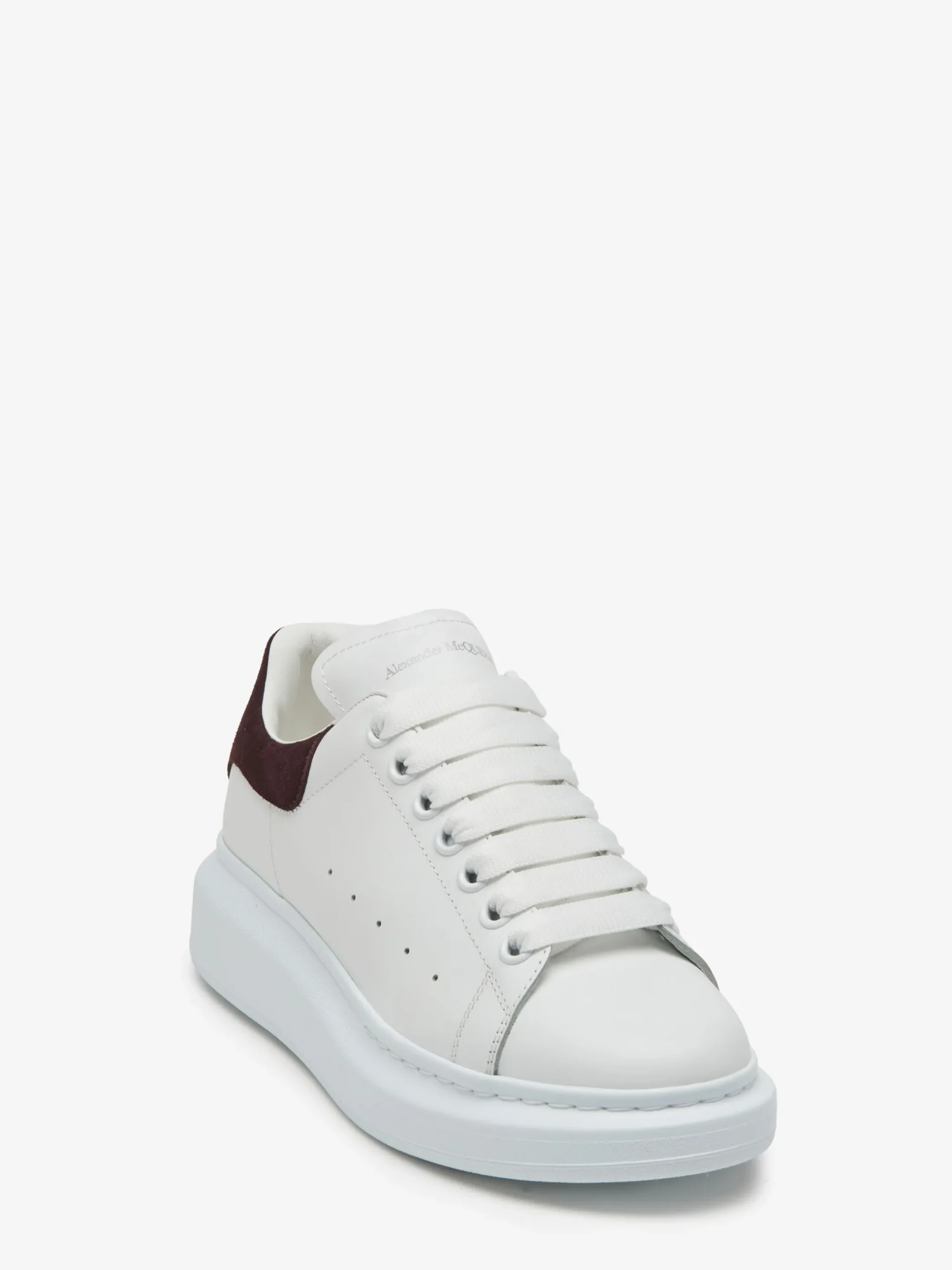 Clearance Alexander McQueen Women's Oversized Sneaker in White/Dark Burgundy