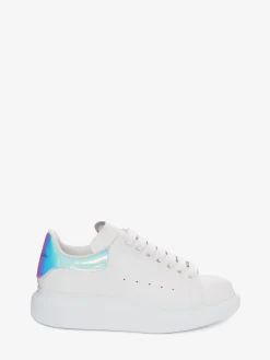 New Alexander McQueen Women's Oversized Sneaker in White/Shock Pink