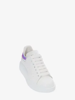 New Alexander McQueen Women's Oversized Sneaker in White/Shock Pink