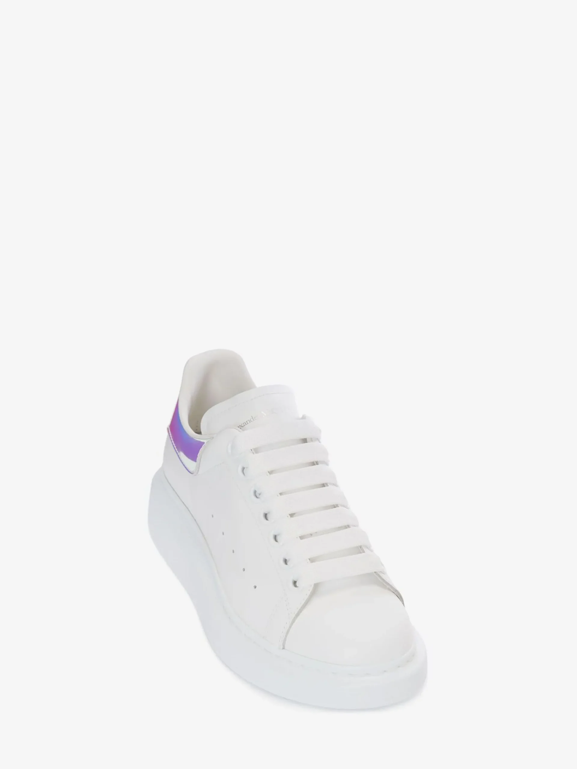 New Alexander McQueen Women's Oversized Sneaker in White/Shock Pink