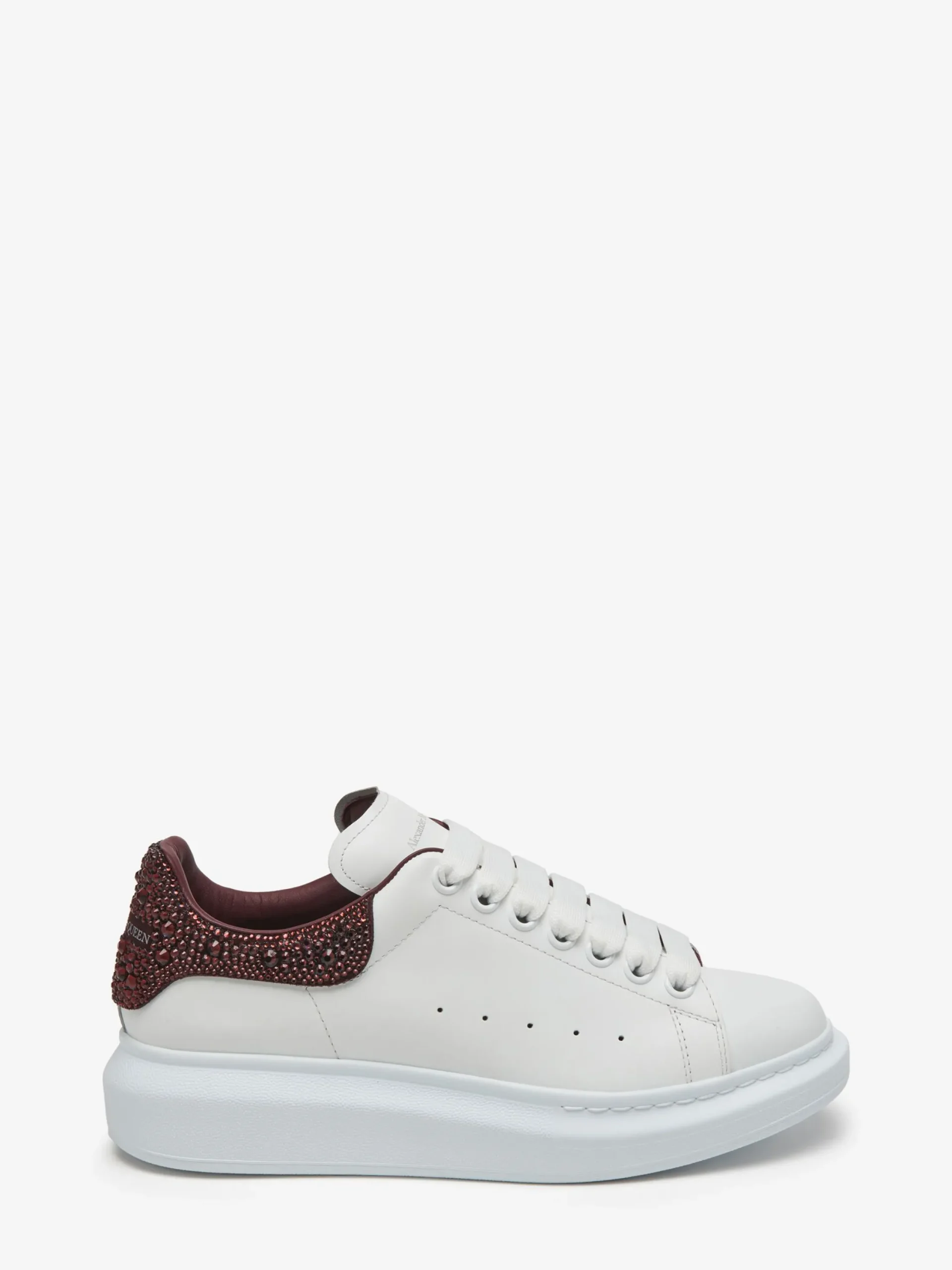 Clearance Alexander McQueen Women's Oversized Sneaker in White/Dark Burgundy