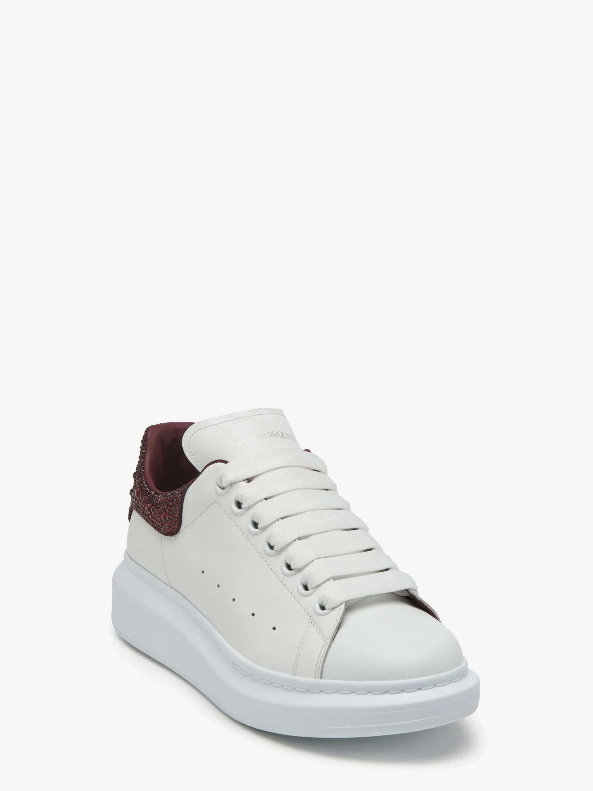 Clearance Alexander McQueen Women's Oversized Sneaker in White/Dark Burgundy