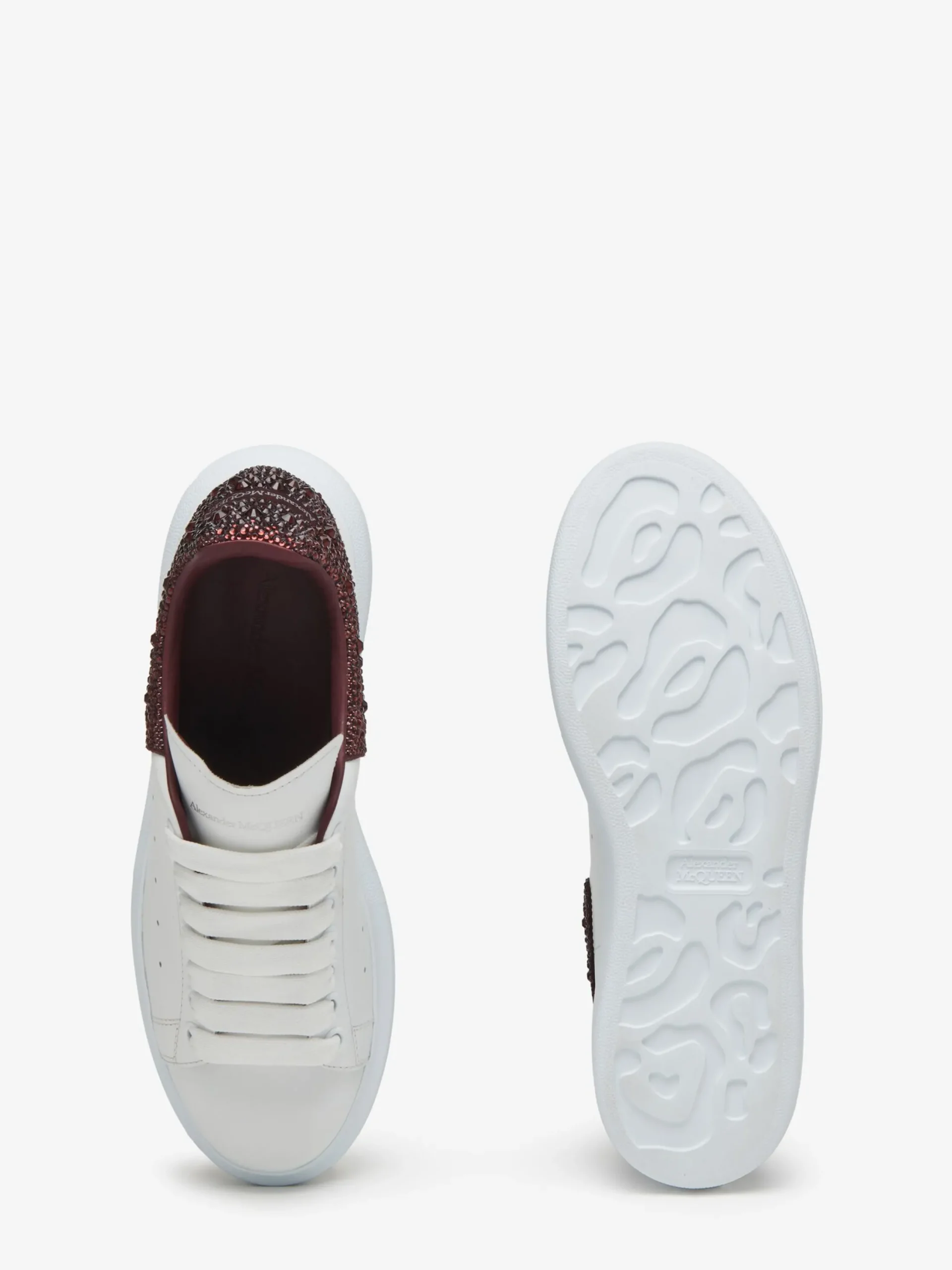 Clearance Alexander McQueen Women's Oversized Sneaker in White/Dark Burgundy