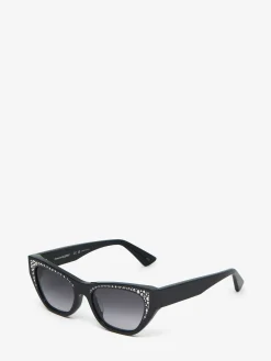 Discount Alexander McQueen Women's Pavé Jewelled Sunglasses in Black/Grey