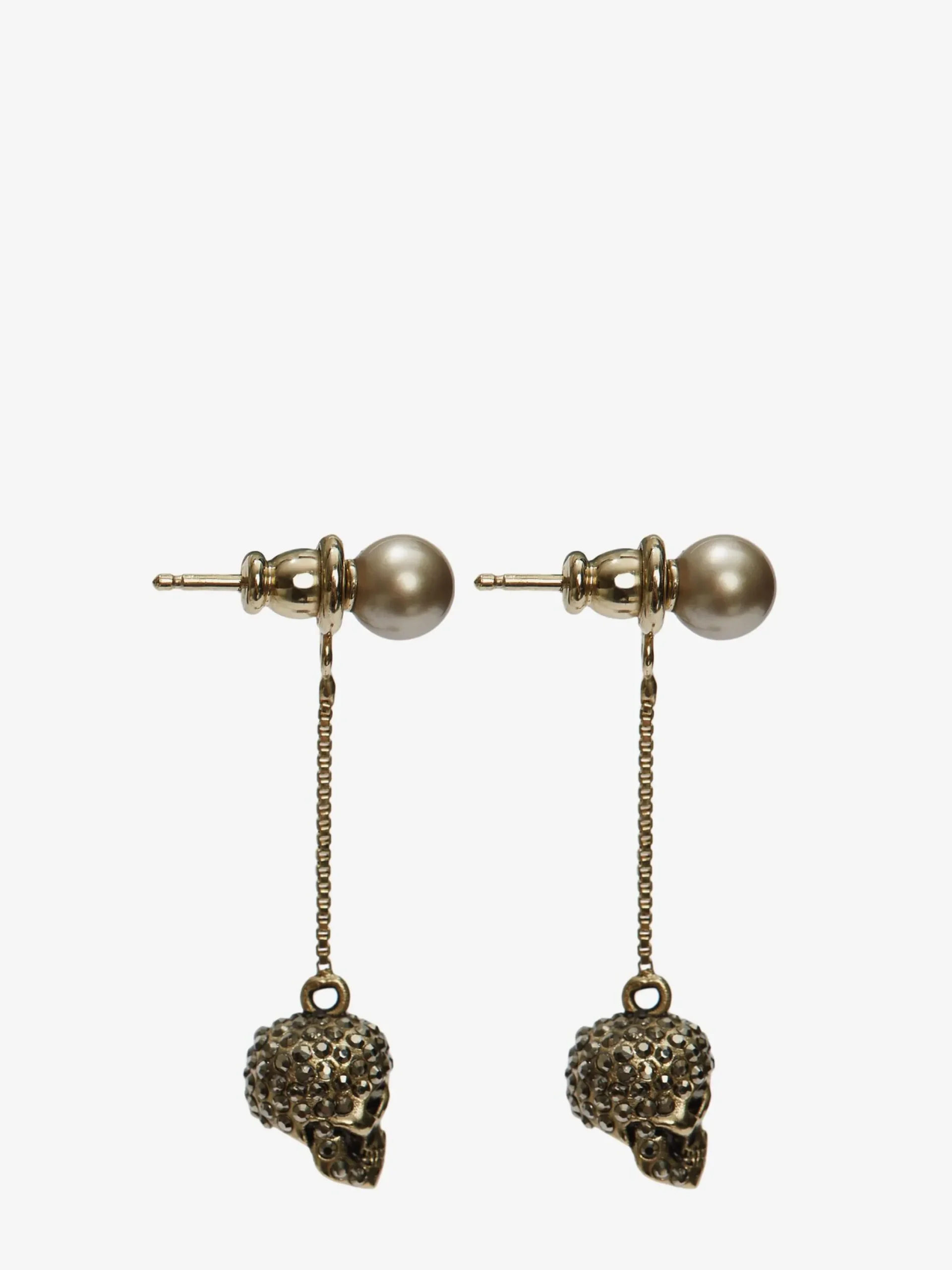 Store Alexander McQueen Women's Pave Skull Chain Earrings in Gold