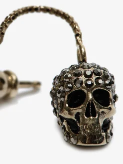 Store Alexander McQueen Women's Pave Skull Chain Earrings in Gold