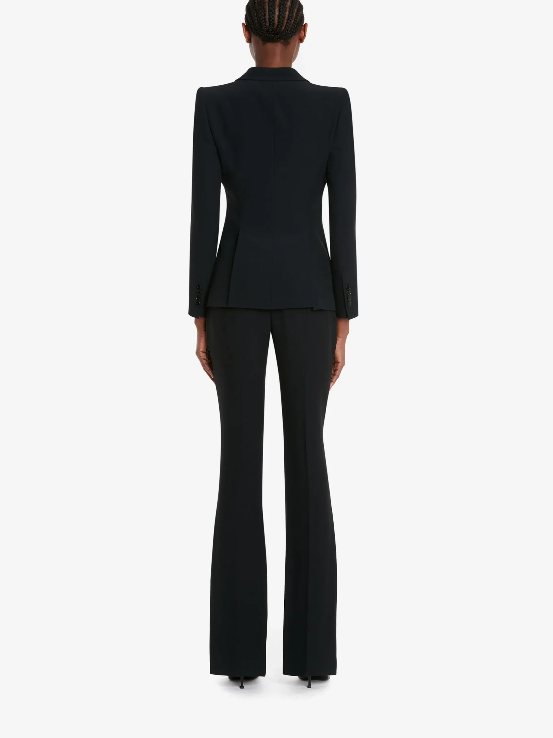 Store Alexander McQueen Women's Peak Shoulder Leaf Crepe Jacket in Black