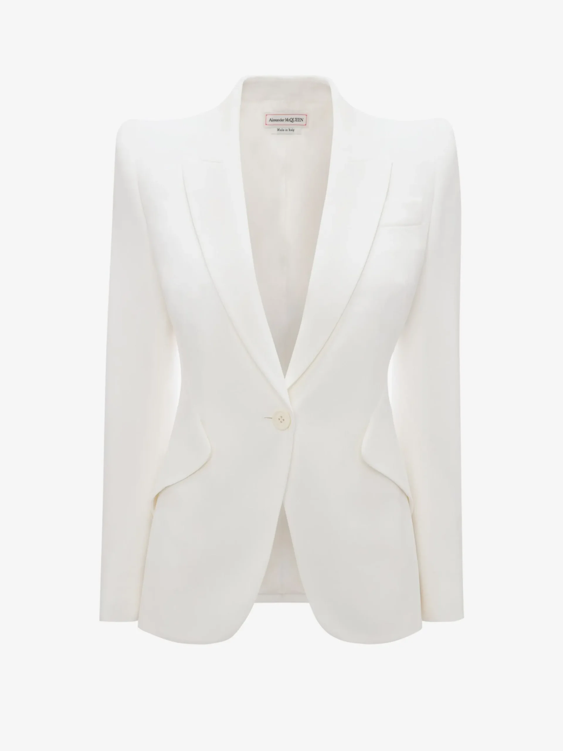 Cheap Alexander McQueen Women's Peak Shoulder Leaf Crepe Jacket in LIGHT IVORY