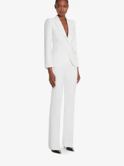 Cheap Alexander McQueen Women's Peak Shoulder Leaf Crepe Jacket in LIGHT IVORY