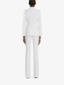 Cheap Alexander McQueen Women's Peak Shoulder Leaf Crepe Jacket in LIGHT IVORY