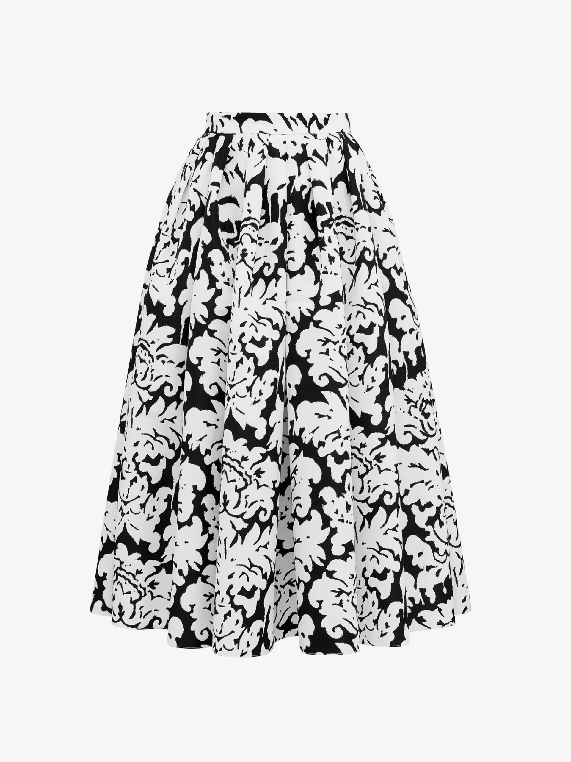 Clearance Alexander McQueen Women's Pleated Midi Skirt in Black/Ivory
