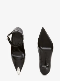 Outlet Alexander McQueen Women's Punk Ankle Strap Pump in BLACK/SILVER