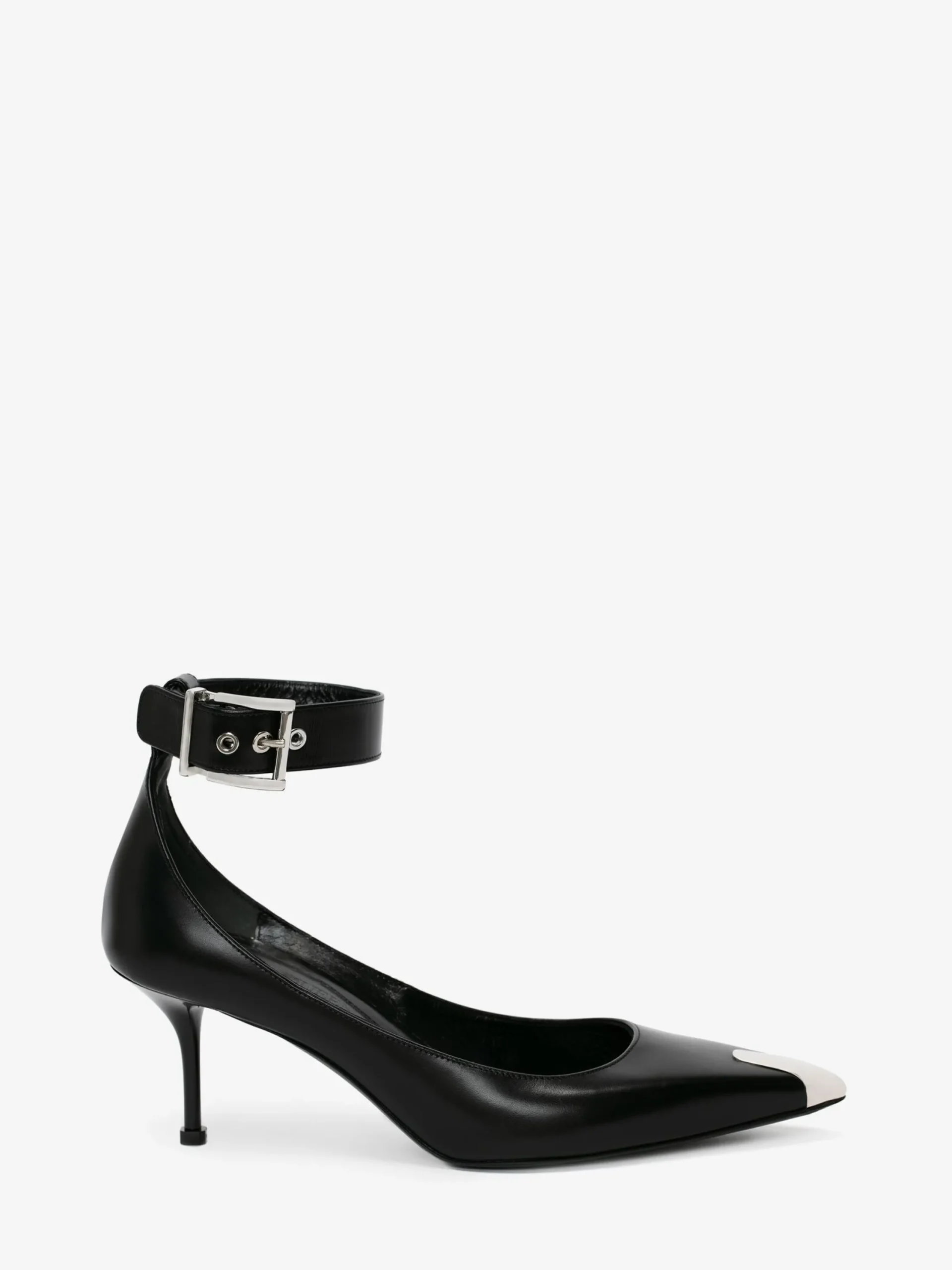 Online Alexander McQueen Women's Punk Ankle Strap Pump in BLACK/SILVER
