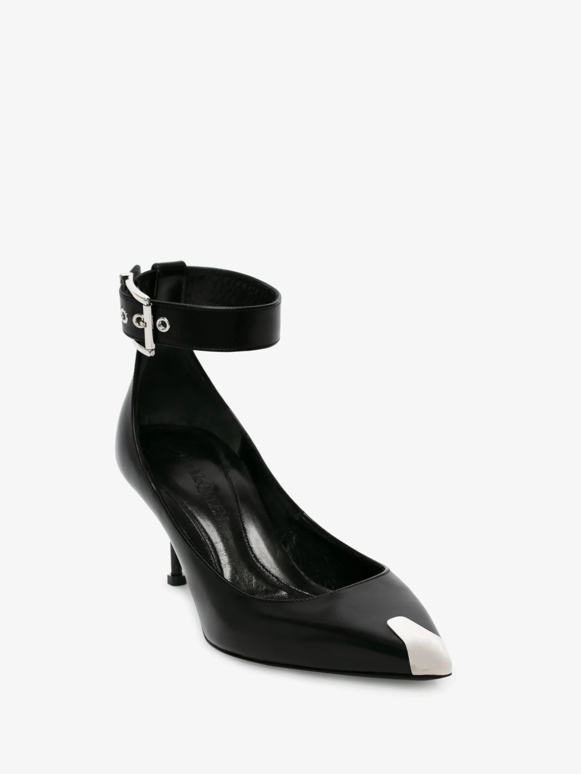 Online Alexander McQueen Women's Punk Ankle Strap Pump in BLACK/SILVER