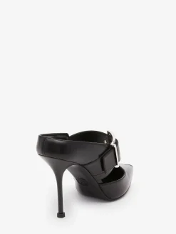 Hot Alexander McQueen Women's Punk Buckle Mule in Black/Silver