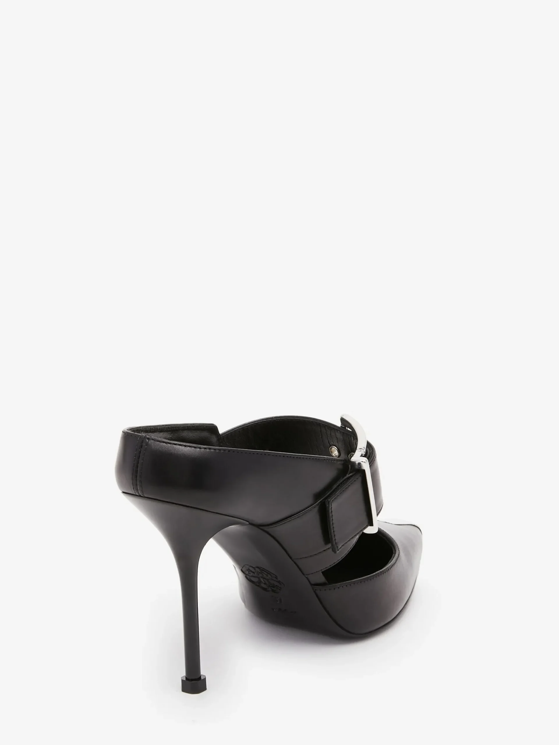 Hot Alexander McQueen Women's Punk Buckle Mule in Black/Silver