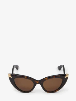Online Alexander McQueen Women's Punk Rivet Cat-eye Sunglasses in Havana