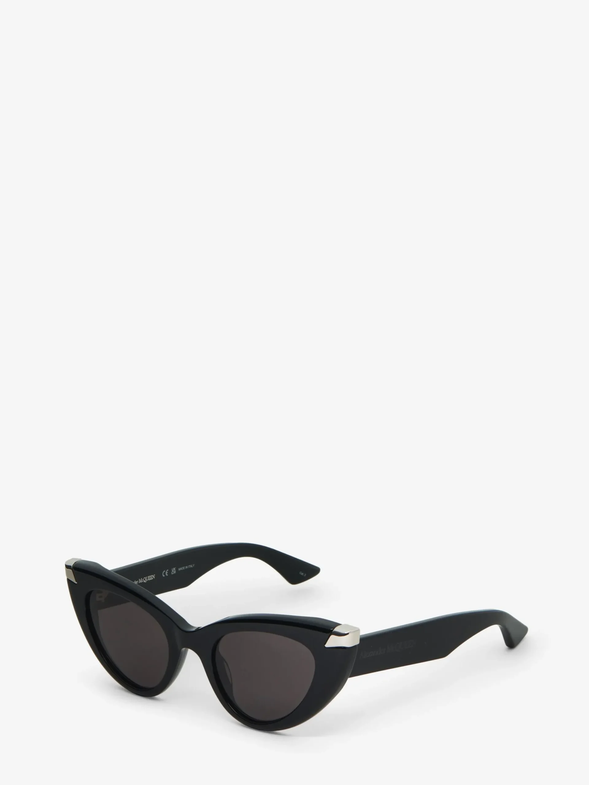 Clearance Alexander McQueen Women's Punk Rivet Cat-eye Sunglasses in Black/Smoke