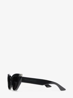 Clearance Alexander McQueen Women's Punk Rivet Cat-eye Sunglasses in Black/Smoke