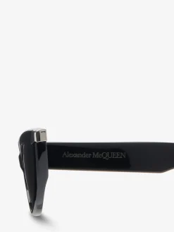 Clearance Alexander McQueen Women's Punk Rivet Cat-eye Sunglasses in Black/Smoke