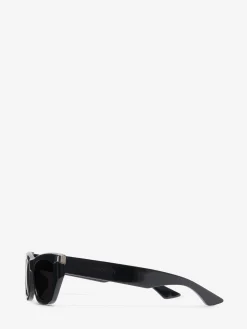 Store Alexander McQueen Women's Punk Rivet Geometric Sunglasses in Black/Smoke