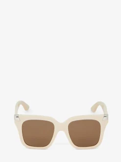 New Alexander McQueen Women's Punk Rivet Oversize Sunglasses in Ivory