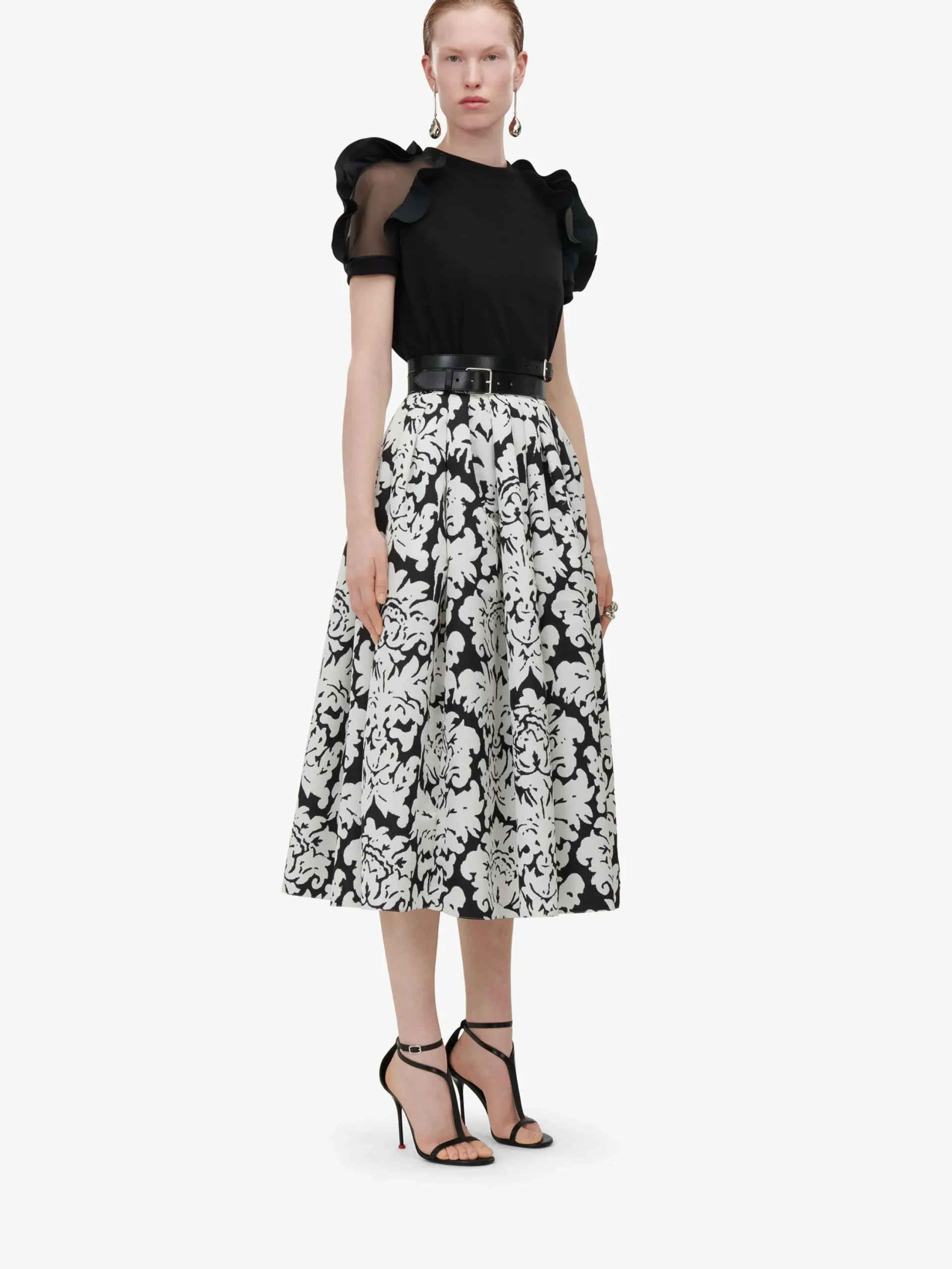 Best Sale Alexander McQueen Women's Ruffle Detail T-shirt in Black