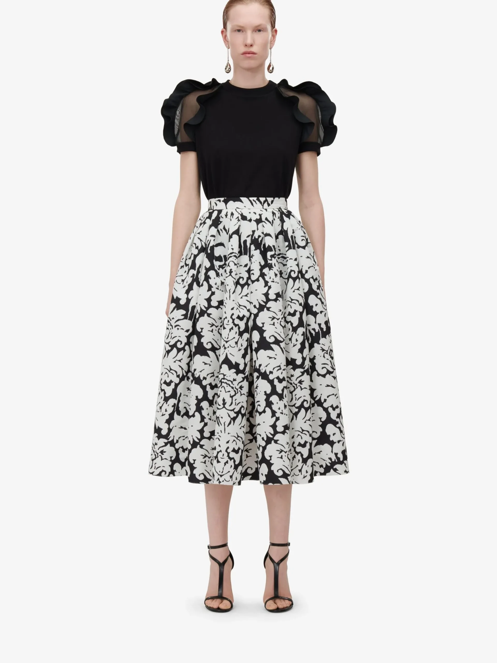 Best Sale Alexander McQueen Women's Ruffle Detail T-shirt in Black
