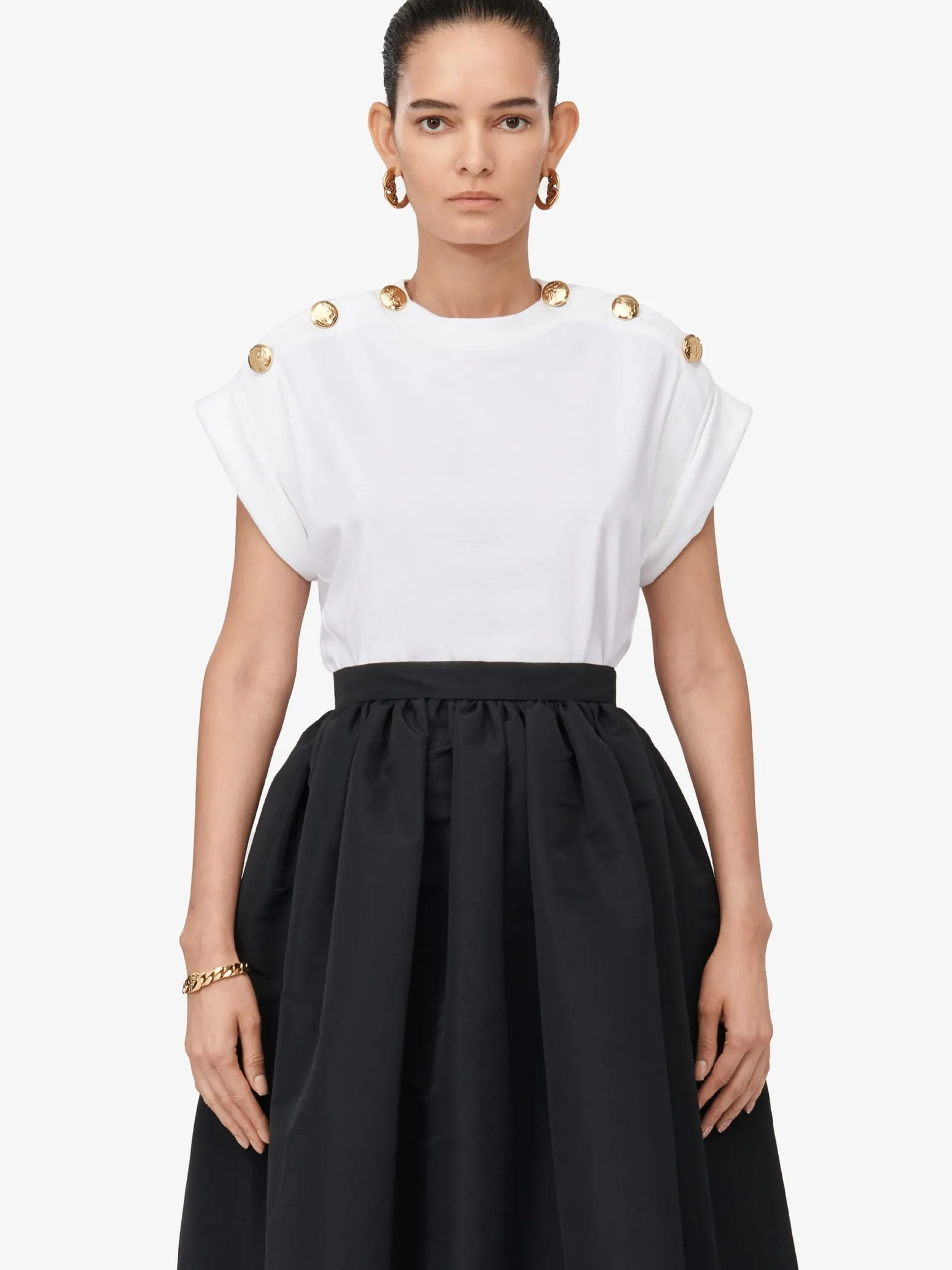 Best Alexander McQueen Women's Seal Button T-shirt in White