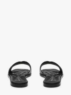 Sale Alexander McQueen Women's Seal Flat Slide Sandal in Black