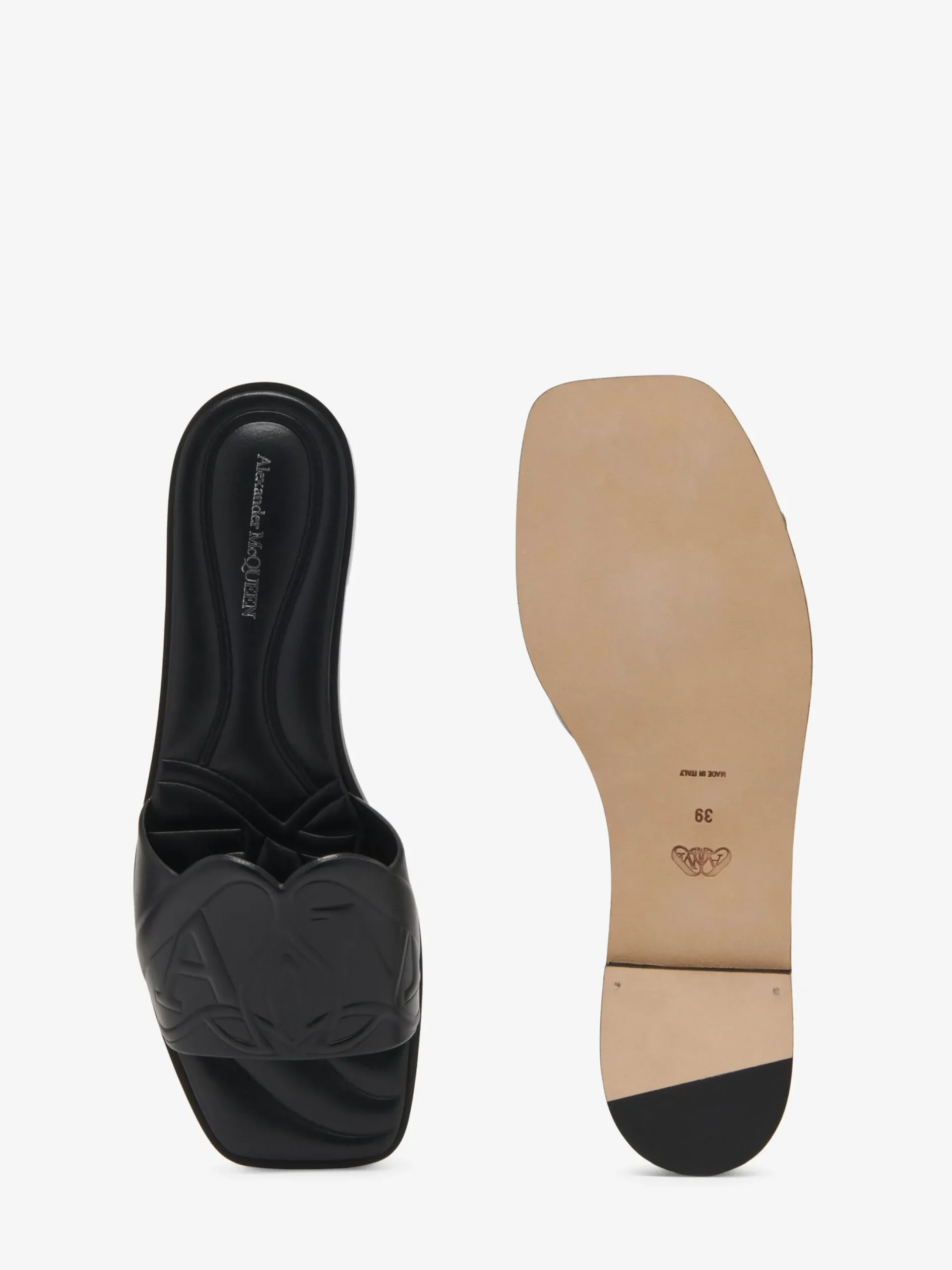 Sale Alexander McQueen Women's Seal Flat Slide Sandal in Black
