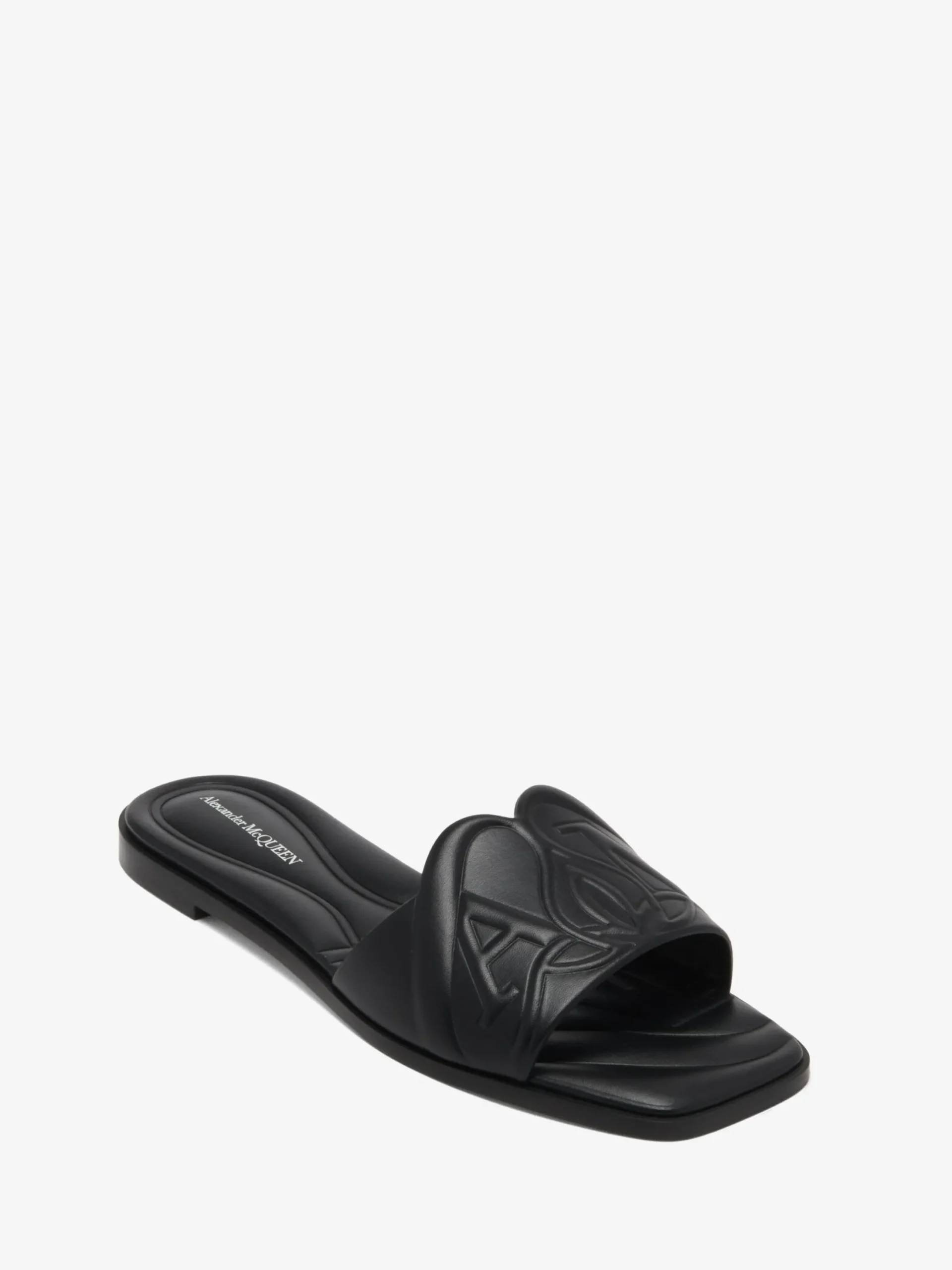 Sale Alexander McQueen Women's Seal Flat Slide Sandal in Black