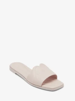 Online Alexander McQueen Women's Seal Flat Slide Sandal in Clay
