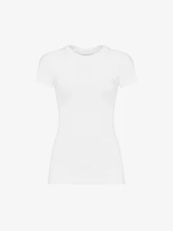 Store Alexander McQueen Women's Seal Logo Fitted T-shirt in Optic White